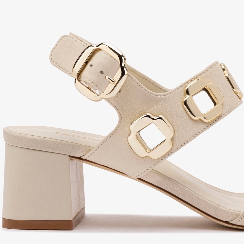 Larroude Milan Sandal in Ivory Leather - Picture 5 of 9